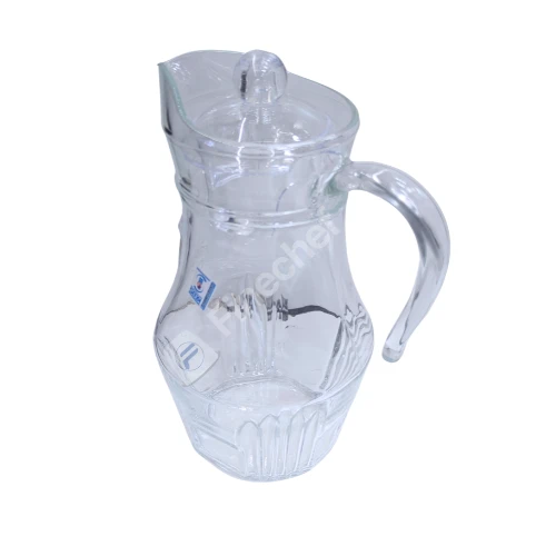 Glass Water Jug with Lid and Handle for Serving Beverages